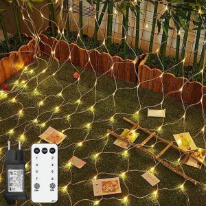 JGD-Guirlande Lumineuses Filet, 3x2m 200 LED Filet Lumineux Ext&eacute;rieure 8 Modes Dimmable, IP44 &Eacute;tanche Guirlande Lumineuse Ext&eacute;rieure pour Chambre No&euml;l Mariage Soir&eacute;e Maison Jardin - Neuf