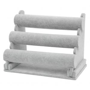 3 Niveaux Bracelet Pr&eacute;sentoir &Eacute;conomie D'espace Organisateur De Bijoux Montre Polyvalente Support De Stockage Velours Gris Glacier,Trois Couches - Neuf