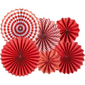 Kalanka-Éventails En Papier Rouge Rosace À Suspendre Décoration De Fête Pour Fiesta, Baptême, Mariage, Fête Prénatale, Fête D'anniversaire, Décoration Murale, Lot De 6 - Neuf