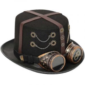 Steampunk Top Hat Pour Hommes Avec Lunettes Gay Jazz Hat Bowler Top Hat Gay Top Hat Gay Party Costume Carnival Nightclub - Neuf