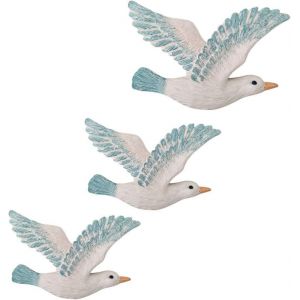 Mevronisshop-Lot De 3 Mouettes D&eacute;coratives Murales - Figurine M&eacute;diterran&eacute;enne - D&eacute;coration De Jardin - En R&eacute;sine - D&eacute;coration De Jardin - Oiseau - Statue D'animaux Pour - De Salon Nautique - Neuf