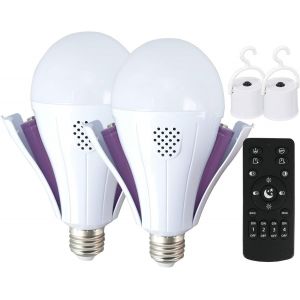 Ampoules Led E27 Rechargeables Et Intelligentes Avec Télécommande, Batterie Amovible, 3 Couleurs Et Intensité Variable, 1200 Mah, 12 W, Pour La Maison, Le Camping Et La Tente, Lot De 2 - Neuf