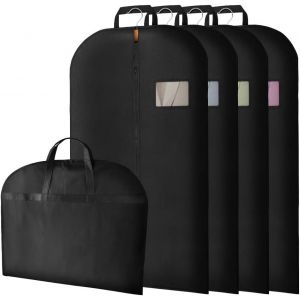 MEVRONISSHOP-Housses de V&ecirc;tements, 4PCS Housses de Protection pour V&ecirc;tements,60CM*100CM Housses &agrave; V&ecirc;tements Lavable Anti-Poussi&egrave;re avec Zip pour Chemise Costumes/Manteaux, Fen&ecirc;tre Visible - Poign&eacute;e - Neuf