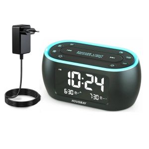 Petit R&eacute;veil Radio Lumineux Pour Chambres &Agrave; Coucher Avec Veilleuse 7 Couleurs,Double Alarme,Variateur,Chargeur Usb,Batterie De Secours,Radio Fm.European. - Neuf