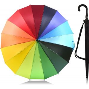 Parapluie Multicolore Petit Pliable | &Oslash;99 Cm | Parapluie Automatique Arc-En-Ciel Pour Femmes Et Hommes Comme Parapluie Arc-En-Ciel De Poche, R&eacute;sistant &Agrave; La Temp&ecirc;te Avec Sac De Transport - Neuf