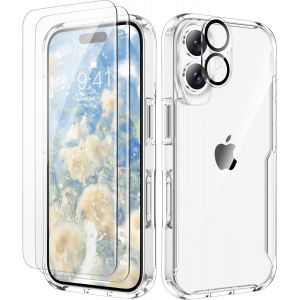 Ershi-Coque Pour Iphone 16 Plus Avec 2 Verre Trempé Protection Écran Et 1 Caméra Protecteur, Dos Pc Rigide Souple Silicone Bumper [1176] - Neuf