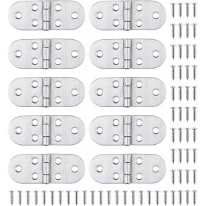 10 Charnière Inox et Vis, Montage facile et solides, versez Table Pliante, Porte de Placard, Trappe, Fenêtre Bateau/Maison - Neuf