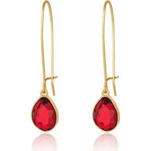 Chenquansarl-Boucles D'oreilles Pendantes En Forme De Larme Rouge Pour Femme En Résine Avec Crochet Doré Hypoallergénique, 5.2x1.8 Cm, Métal, Pas De Gemme - Neuf