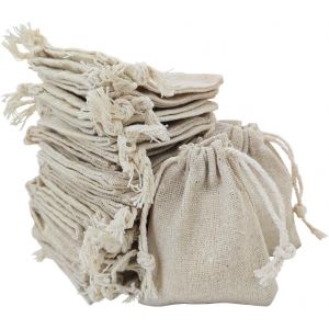 JEXNOVASHOP-50 Pi&egrave;ces Petits Sacs en Sachet Coton, Pochon Tissu, Sac Toile de Jute Pochette Tissu Cordon Sac en Bijoux Sacs Cadeaux Sachet, 7 * 9cm - Neuf