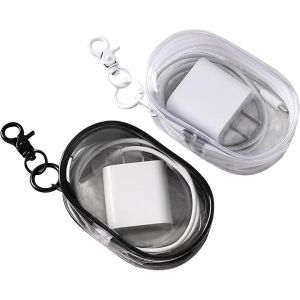 LORANKA-2 Pi&egrave;ce Rangement Cable,Mini Pochette,Pochette Range Cable,Organisateur Cable Voyage,Bo&icirc;te de Rangement Transparente pour &Eacute;couteurs pour Organiser Les C&acirc;bles de Donn&eacute;es,Les Chargeurs,Les &Eacute;cou - Neuf