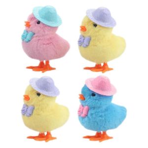 Paquet De 4 Jouets En Peluche De P&acirc;ques Pour Les Tout-Petits, Hopping For Easter Chicken In Hat - Neuf