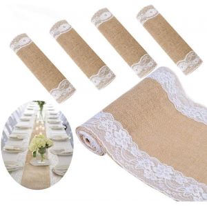 Ulteronixshop-Chemin de Table Toile de Jute et Dentelle pour Mariage Festival F&ecirc;te D&eacute;corations 30 x 275CM (5PCS) - Neuf