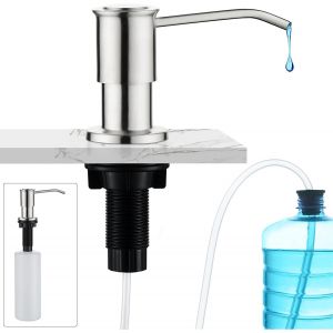 Dispensador De Jabón Empotrado De Plata Cepillada, Dispensador De Jabón Para Fregadero De Cocina, Dispensador De Jabón Empotrado Con Botella De 500 Ml Y Juego De Extensión De 1,2 M, Recarga Superior - Neuf