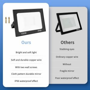 Asfasfq-2 Packs Projecteur Led 150w, Led Projecteur 12000lm Blanc Froid 6500k, Projecteur Led Exterieur Ip65, Spot Exterieur Floodlight Pour Jardin Stade Garage Entrepôt Magasin Atelier Dépôt - Neuf