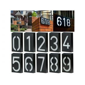 Num&eacute;ro de maison lumineux &agrave; &eacute;nergie solaire, de 0 &agrave; 9 - Neuf