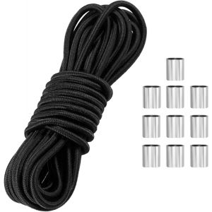CHECARZHN--NO1-6 Mm X 10 M Tendeur Elastique Noir Cordon Corde Elastique Pour Bache Sangle Résistant Sandow Pour Bache Piscine, Bâche De Remorque Auvent Cordon Elastique Rond Extensible En Caoutchouc Latex - Neuf