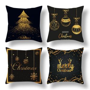 Lot de 4 housses de coussin de Noël décoratives pour canapé 45 x 45 cm B - Neuf