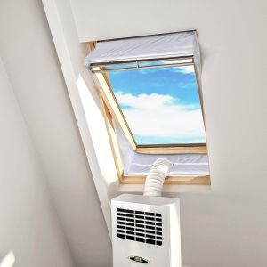 Tissu d`Isolation pour Fenêtre à Pivot Central avec Un Périmètre Allant Jusqu`à 300cm- pour Climatiseur Mobile et Sèche-Linge-Adapté à Toutes Les Unités Mobiles De Climatisation(2x150CM) - Neuf