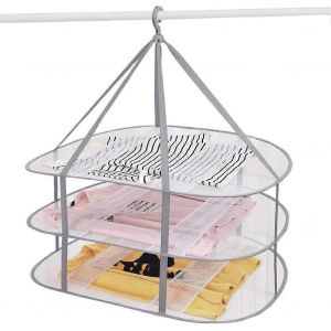 Séchoir à chandail à 3 niveaux,vêtements suspendus,séchoir suspendu,séchoir à linge,séchoir en maille,tissu pliable. - Neuf