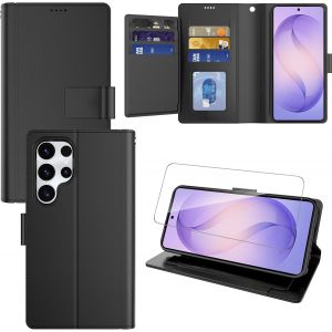 LORANKA-Coque pour Samsung Galaxy S26 Ultra Cover(9 Cartes)avec 1 Pi&egrave;ce Verre Tremp&eacute; Protection &Eacute;cran,Portefeuille Samsung S26 Ultra Housse PU Cuir &agrave; Rabat Flip,Wallet Etui Fermeture Magn&eacute;tique-Noir - Neuf