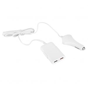 Cable d'extension de charge rapide 4 ports USB QC3.0 pour voiture et camion, avec clip ceinture (blanc) - Neuf