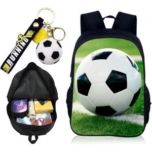 KALSC-Sac D'École De Football,Porte Clef Football,Cartoon Enfants Sacs À Dos Enfants,Sac D'École 3D Pour Le Football,Pour Les Voyages Scolaires - Neuf