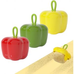 ChenQuanSarl-Rouleau Poils Animaux, 3 Pièce Reusable Lint Roller Ball Portable Jolie Forme Poivron Avec Gel Collant Lavable Attrape Pour Tissu Tapis Canapé Lit Vêtement Et Meuble¿Rouge + Jaune + Vert - Neuf
