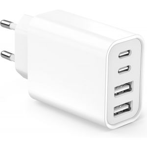 Chargeur Usb C, 45W Prise Usb Rapide Pour Iphone 16 15 14 13 12 11 Plus Pro Max Samsung Chargeur Rapide 4-Port Multiple Charge Usb Avec Pd Et Qc3.0 Type C Secteur Mural Alimentation Adaptateur - Neuf