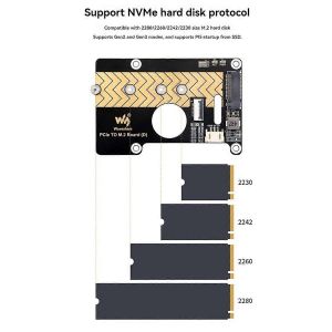 Carte adaptateur Waveshare PCIe vers M.2 pour module de transfert Raspberry Pi5 - Neuf