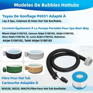 Tuyau de Gonflage et Filtre pour Spa Portable, Pieces de Remplacement pour Intex Coleman Best-way, 2 Pieces - Neuf