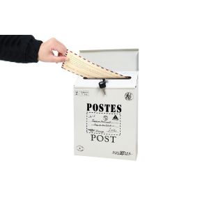 Bo&icirc;te aux lettres murale en m&eacute;tal avec serrure &agrave; cl&eacute; pour d&eacute;p&ocirc;t s&eacute;curis&eacute; - Beige - Neuf
