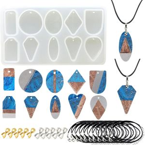 Silicone Moules 1 Pcs 10 Cavit&eacute; Pendentif G&eacute;om&eacute;trie Moule Resine Pendentif With Hole Pour Les Bijoux De Bijouterie Diy Outils - Neuf