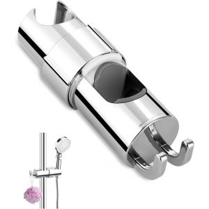 KGABERY-Support De Pomme Douche Sans Percage,Support Douchette Universel Réglable Avec 2 Accroche,Fixation Pommeau De Douche Pour Rail Douchette De 16 À 27 Mm,Abs Chromé Support De Douche À Main - Neuf
