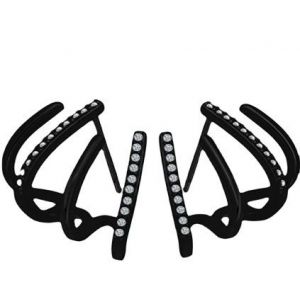 Quatre-Griffe Zircone Boucles D'oreilles, Shang De La Personnalité, Le Tempérament, Le Cuivre Micro-Jeu, Quatre-Griffe Zircone Boucles D'oreilles, Argent 925 Boucles D'oreilles, Broche Noire - Neuf
