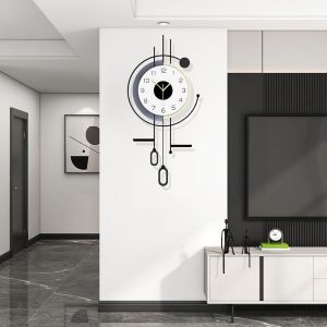 ChenQuanSarl-Moderne Minimaliste Horloge Murale, Créativité Élégante Pendule Murale Décorative Avec Table De Rangement, Geante Silencieux Horloge À Quartz Pour Salon Cuisine Bar Bureau - Neuf