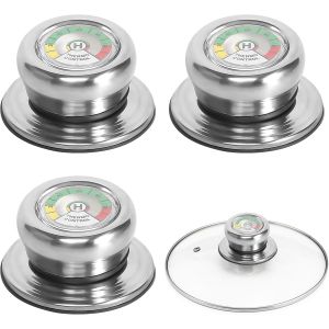 Jexnovashop-3 Pi&egrave;ces Boutons De Couvercle De Casserole Avec Thermom&egrave;tre Poign&eacute;e De Couvercle En Verre Boutons De Couvercle De Pot Poign&eacute;e Couvercle Casserole Bouton De Couvercle De Casserole Pour Po&ecirc; - Neuf