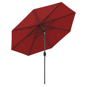 Parasol Inclinable 2,7 M Manivelle Stable Pour Terrasse Design Moderne En Polyester Rouge Helloshop26 20_0013023 - Neuf