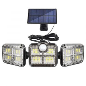 Applique Murale Solaire &Agrave; D&eacute;tecteur De Mouvement &Agrave; 3 T&ecirc;tes Pour Jardin Et Usage Ext&eacute;rieur - Neuf