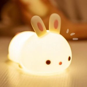 Enfants Veilleuse Lapin Mignon Lampe Silicone B&eacute;b&eacute; Veilleuse Avec Capteur Tactile Rechargeable Changement De Couleur Pour Les Enfants Section De Base - Neuf
