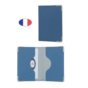 Etui anti-piratage 2 cartes bancaire - Bleu turquoise - simili cuir - Fabriqué en France - Porte CB anti RFID - Neuf