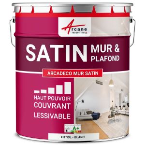 Peinture murale satin velours blanche Blanc 10 L - Neuf