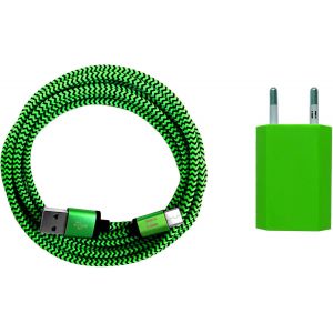 Eryi-- Bloc D'alimentation Usb 1 A + Câble De Charge Rapide Usb-C En Nylon De Qualité Supérieure De 1 M Pour Téléphone Portable, Tablette, Smartphone - Vert - Neuf