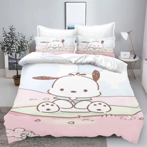 Parure De Lit 3 Pieces Motif Carlin Hello Kitty, Housse De Couette, Parure De Lit King Size Pour Enfant, Decorations De Noël - Neuf