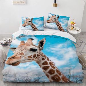 Housse De Couette X Girafe, D Imprim&iquest;&iquest;E Microfibre Parure De Lit Girafe Housse De Couettes Personne Avec X Taie D'oreiller X Cm - Neuf