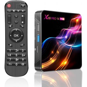 MEVRONISSHOP-Android TV Box,X14 Pro Max Android 14.0 4Go RAM 64Go ROM RK3528 Quad-Core 64bit Cortex-A53 Mali 450 MP2 GPU Support 8K 3D 1080P 2.4/5.0GHz WiFi BT5.0 10/100M Ethernet DLNA USB 3.0 H.265 - Neuf