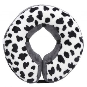 Hjlian Collier De Protection Gonflable Reglable Pour Animaux De Compagnie, Collier De Securite Pour La Recuperation Des Plaies Chirurgicales, Motif Vache, Avec Sangle Auto-Agrippante, Taille S, Cqlq05 - Neuf