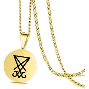 Kal-Sigil De Lucifer Collier Pour Hommes Femmes En Acier Inoxydable Symbole Satanique Sceau De Satan Lucifer Pendentif Collier Diable Démon Bijoux Cadeau - Neuf
