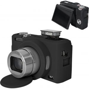 Housse de Protection pour Canon G7X Mark III Caméra,Coque Légère Étui en Silicone pour Canon PowerShot G7 X Mark III/G7X III/G7X3 Appareil Photo-Anti-Rayures avec-Noir - Neuf