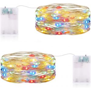 TRAHOO-Guirlande Lumineuse ma Minuterie 3 m&egrave;tre 30LEDs Guirlande LED Mini Guirlande Lumineuse a Pile IP65 &eacute;tanche LED a Pile pour Interieur Exterieur, Vacances, Mariage, F&ecirc;te, No&euml;l, Chambre - Neuf