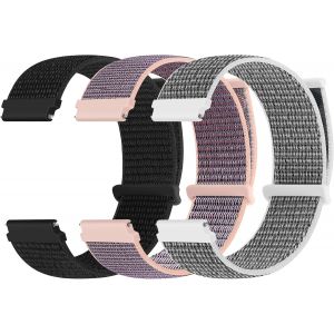Kal-Lot De 3 Bracelets En Nylon - 18 Mm, 20 Mm, 22 Mm - Fermeture Rapide - Sport Loop - Réglable Et Respirant - Pour Homme Et Femme - Neuf
